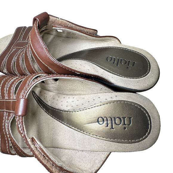 Rialto Valencia Open Toe Chunky Boho Mule Clog Strappy Wedge Brown Sandal Size 8 - Picture 4 of 8